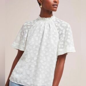 Anthropologie Feather Bone Chatelet White Blouse Large